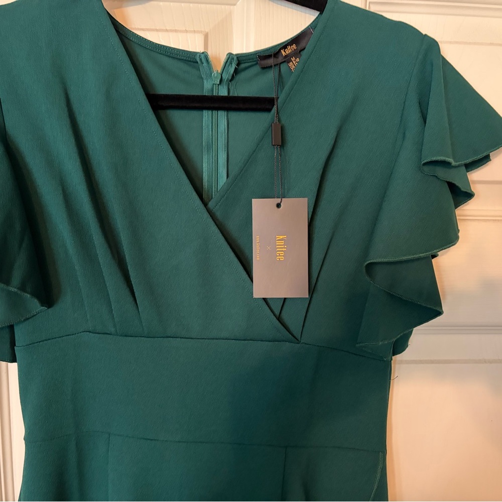 Green Ruffle Midi Dress - Picture 2 of 7
